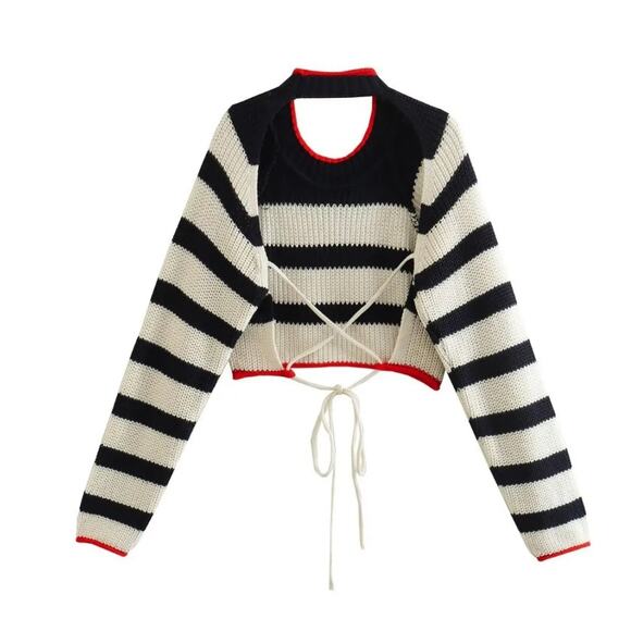 Set You Free Backless Knitted Crop Top - Edgy Elegance by Chicgenes - Picture 5 of 6